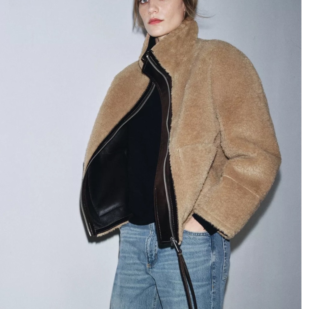 Zara Women's Beige Teddy Jacket